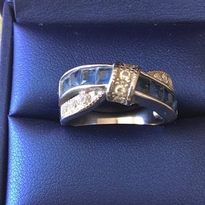 Blue and Silver Rhinestone Ring
